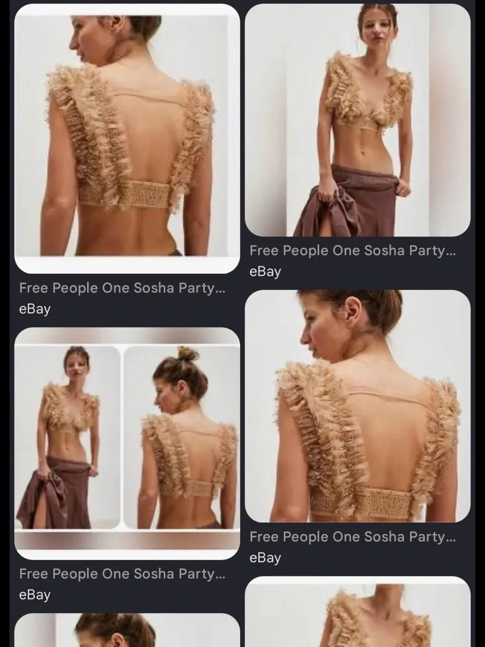Free People Champagne Gold Sequin Ruffle Crop Top